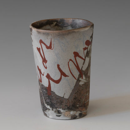 Red Asemic Poem Cup 1